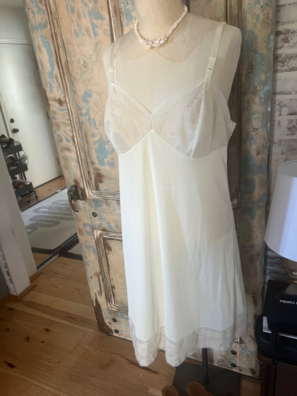 Vintage Vanity Fair Ivory Lace-Trim Slip